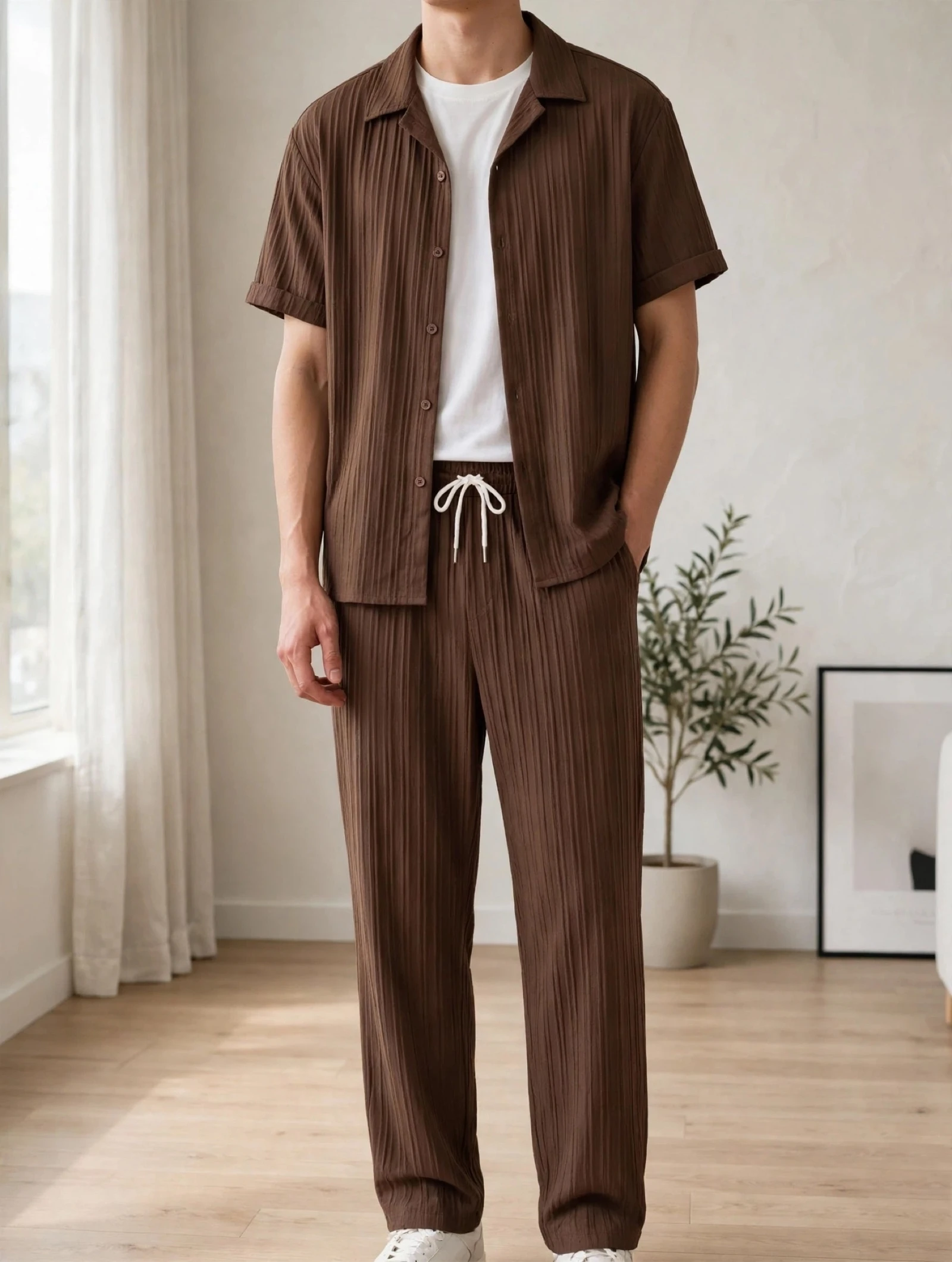 Heren zomerset chocoladebruin | shirt + broek | NIEUW  – photo 3